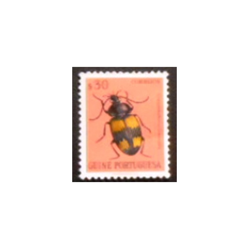 Imagem do elo postal da Guina Portuguesa de 1953 Carabid Beetle anunciado