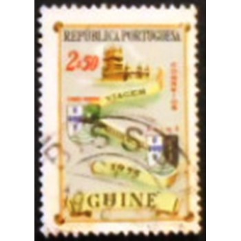 Imagem do selo postal da Guina Portuguesa de 1955 Crest of Pt. Cabo Verde 2,5 anunciado