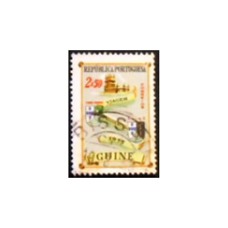 Imagem do selo postal da Guina Portuguesa de 1955 Crest of Pt. Cabo Verde 2,5 anunciado