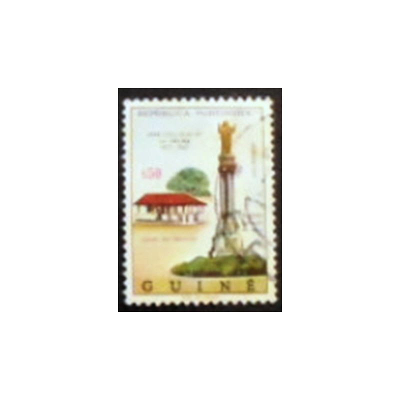 Imagem do selo postal da Guina Portuguesa de 1967 Monument Epiphani from Fatima anunciado