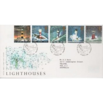 Imagem do First Day Cover do Reino Unido de 1998 Lighthouses anunciado