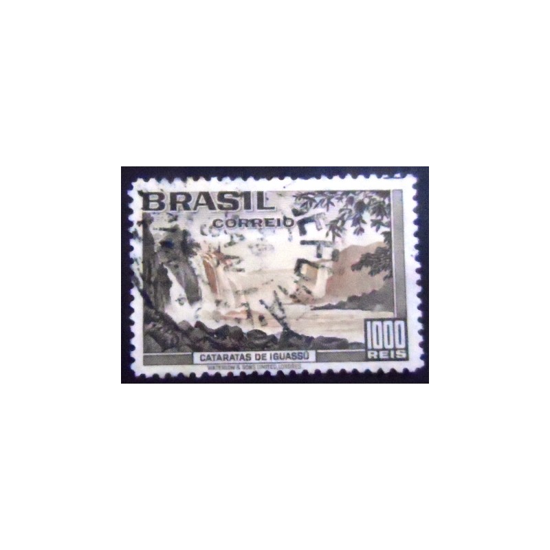 Selo postal do Brasil de 1937 Cataratas de Iguassu U