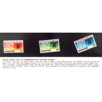 Imagem da série de selos postais de Singapura de 1980 Asean Trade Fair anunciada