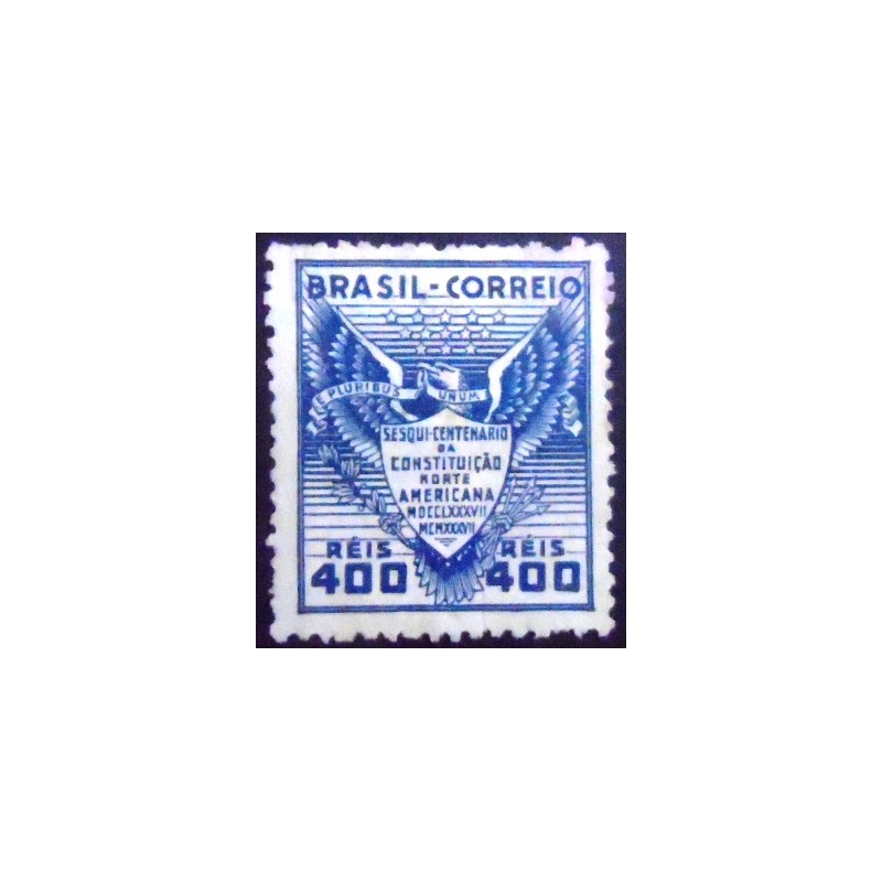 Selo postal do Brasil de 1937 Constituição Americana N
