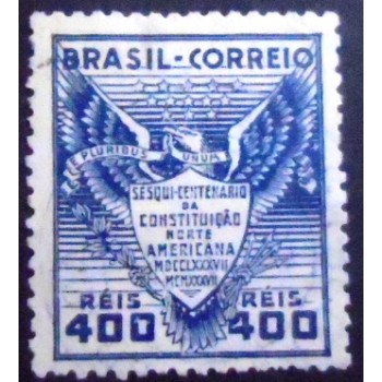 Selo postal do Brasil de 1937 Constituição Americana U