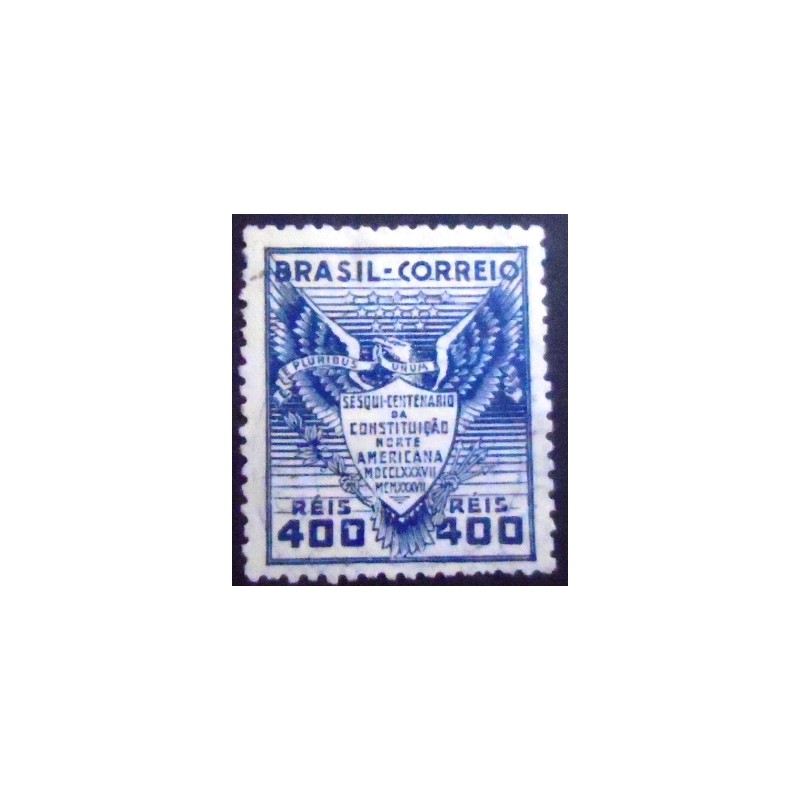 Selo postal do Brasil de 1937 Constituição Americana U