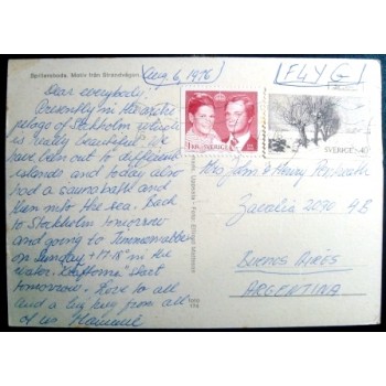 Imagem do cartão postal da Suécia de 1976 SPILLERSBODA anunciado verso