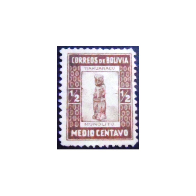 Selo postal da Bolívia de 19116 Monolith of Tiahuanacu