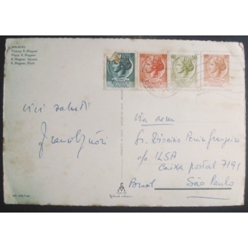 Imagem do cartão postal da Itália de 1972 Piazza R. Wagner anunciado verso