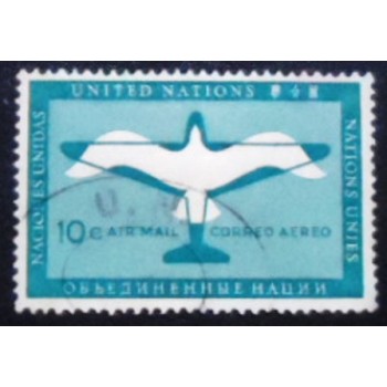 Imagem do selo postal das Nações Unicas de 1951 Plane and Gull anunciado