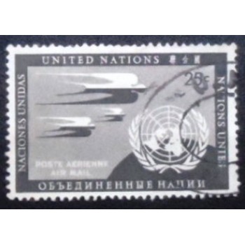 Imagem do selo postal das Nações Unicas de 1951 Swallows and UN Emblem 25 anunciado