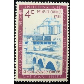 Imagem do selo postal das Nações Unidas de 1960 Palais de Chailot 4 anunciado