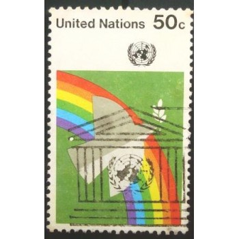 Imagem do selo postal Nações Unidas de 1976 Dove And Rainbow anunciado