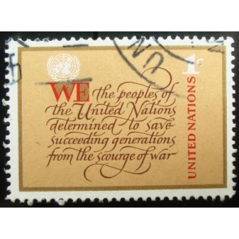 Imagem do selo postal Nações Unidas de 1978 Charter of UNO anunciado