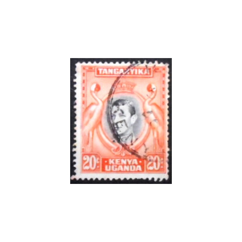 Imagem do selo postal da África Oriental Britânica de 1942 Grey Crowned Crane 20 anunciado