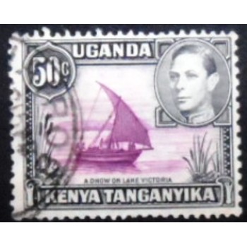 Imagem do selo postal da África Oriental Britânica de 1936 Dhow on Lake Victoria 50 anunciado