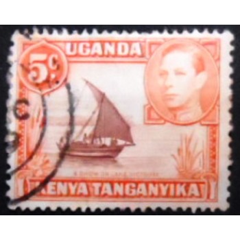 Imagem do selo da África Oriental Britânica de 1950 Dhow on Lake Victoria 5 anunciado