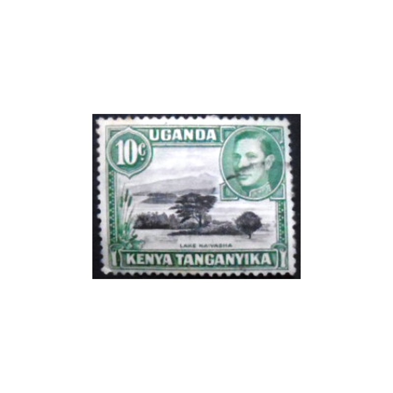 Imagem do selo da África Oriental Britânica de 1952 Lake Naivasha 10 anunciado
