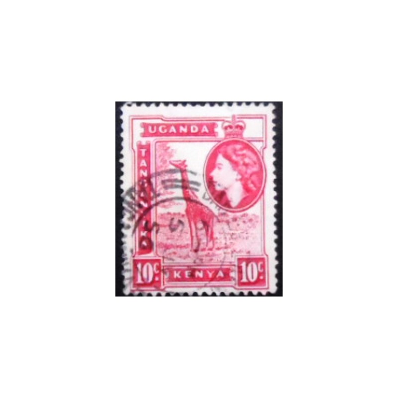 Imagem do selo da África Oriental Britânica de 1954 Giraffe anunciado