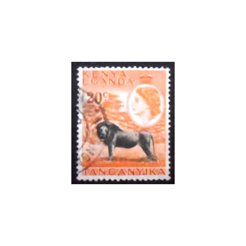 Imagem do selo postal da África Oriental Britânica de 1954 Lion U anunciado