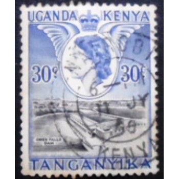 Imagem similar à do selo postal da África Oriental Britânica de 1954 Owen Falls Dam anunciado