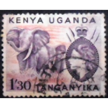Imagem do selo postal da África Oriental Britânica de 1955 African Elephant anunciado