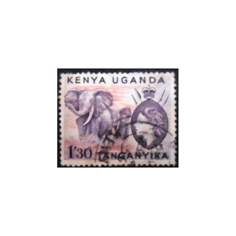 Imagem do selo postal da África Oriental Britânica de 1955 African Elephant anunciado