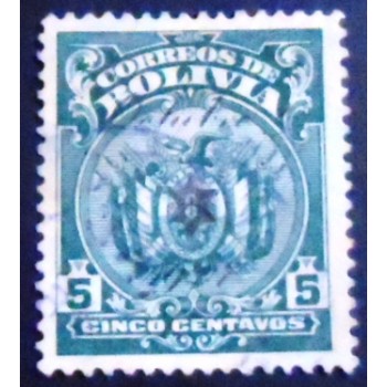 Selo postal da Bolívia de 1928 Coat of Arms Overprinted 5