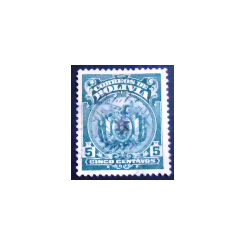 Selo postal da Bolívia de 1928 Coat of Arms Overprinted 5