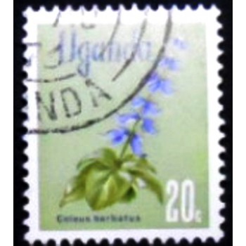 Imagem do selo postal da Uganda de 1969 Indian Coleus anunciado