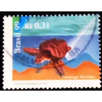 Imagem do selo postal do Brasil de 1999 Tartaruga Marinha U anunciado