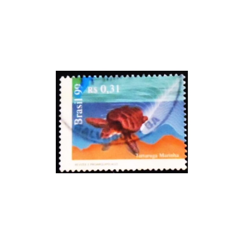 Imagem do selo postal do Brasil de 1999 Tartaruga Marinha U anunciado