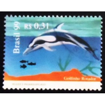 Imagem do selo postal do Brasil de 1999 Golfinho Rotador U anunciado
