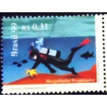 Imagem similar à do selo postal do Brasil de 1999 Mergulhador U anunciado