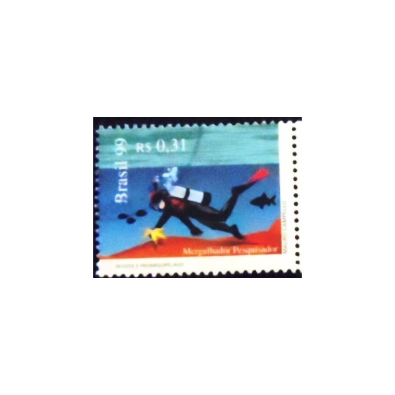 Imagem similar à do selo postal do Brasil de 1999 Mergulhador U anunciado