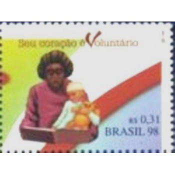 Imagem do selo postal do Brasil de 1998 Mulher e Criança N anunciado