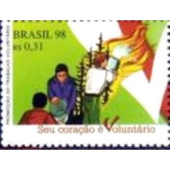 Imagem do selo postal do Brasil de 1998 Homem e Fogo N anunciado