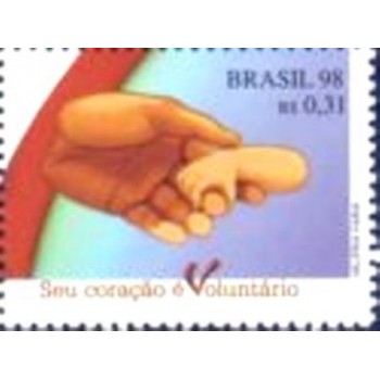 Imagem do selo postal do Brasil de 1998 Mãos N anunciado