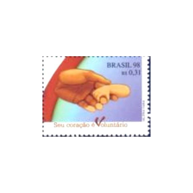 Imagem do selo postal do Brasil de 1998 Mãos N anunciado