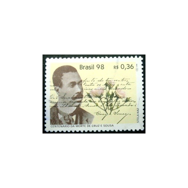 Imagem do selo postal do Brasil de 1998 Cruz de Souza N anunciado