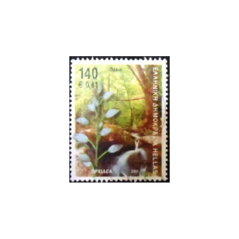 Imagem do selo postal da Grécia de 2001 Cephalanthera longifolia  anunciado