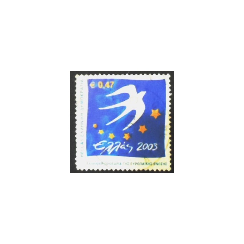Imagem do selo postal da Grécia de 2003 Dove and stars anunciado