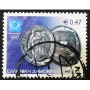 Imagem do selo postal da Grécia de 2004 Silver three drachma from Kos anunciado