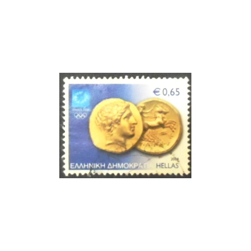 Imagem do selo postal da Grécia de 2004 Gold Stater anunciado