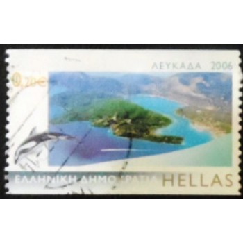 Imagem do selo postal da Grécia de 2006 Lefkada anunciado