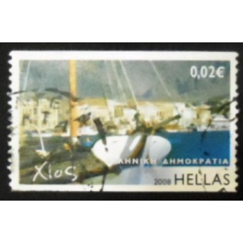 Imagem do selo postal da Grécia de 2008 Chios anunciado
