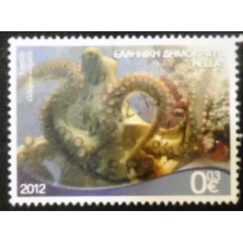 Imagem do selo postal da Grécia de 2012 Common Octopus anunciado
