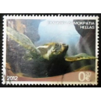 Imagem do selo postal da Grécia de 2012 Loggerhead anunciado