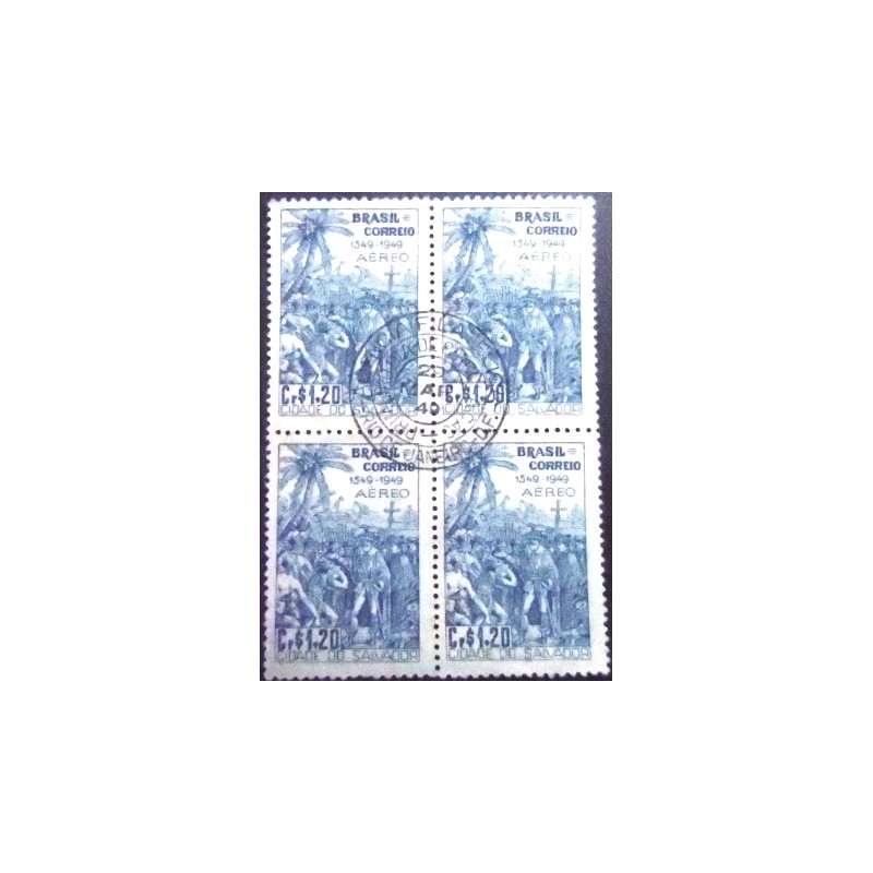 Imagem da quadra de selos postais do Brasil de 1949 Salvador NCC anunciada