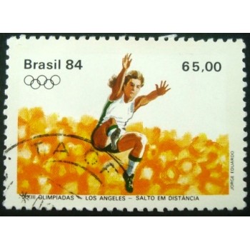 Imagem similar à do selo postal do Brasil de 1984 Salto em distância U anunciado
